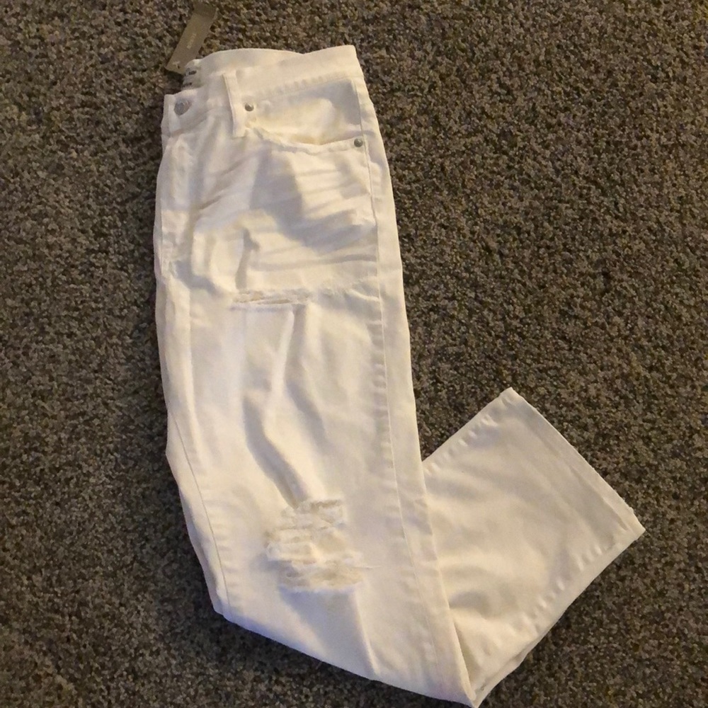 NWT Jcrew white cropped jeans distressed denim 30